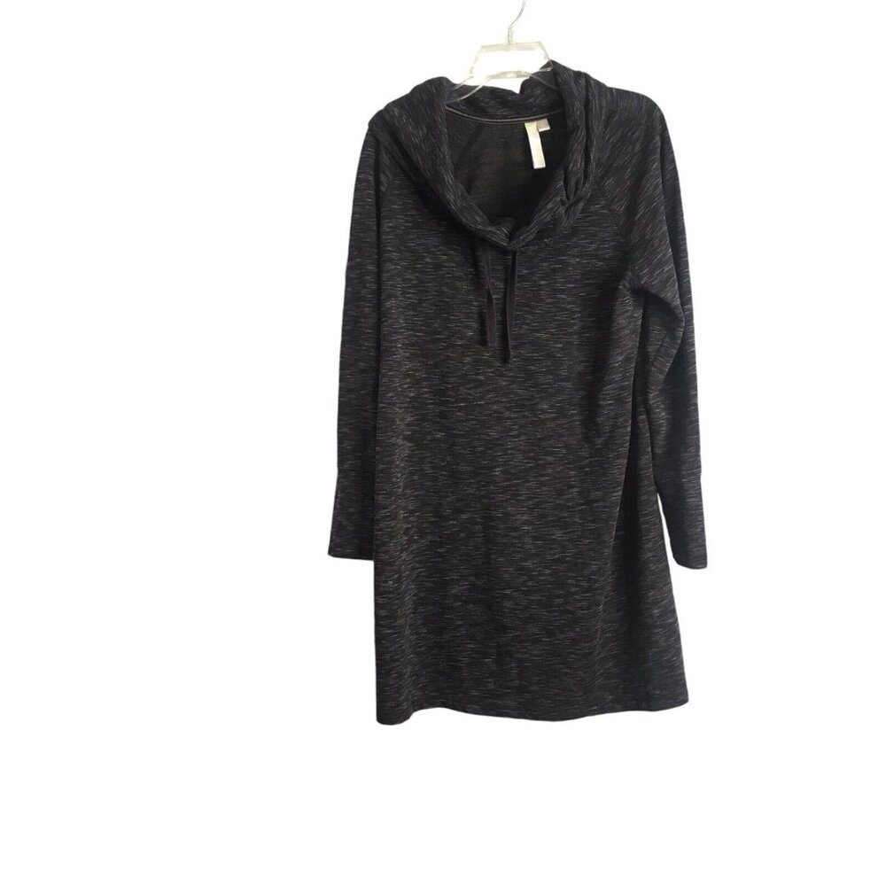 Comfy Cowl Neck Pullover Sweatshirt Charcoal Black  Women Large